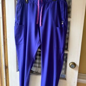 Vera Bradley Purple Jogger Pants with Pink Drawstring scrub pants XL petite